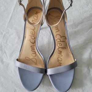Stunning New Sam Edelman Women's Periwinkle Gray Open-toed Leather Heel